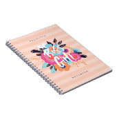 Boss Girl | Trendy Bold Florals & Blush Striped Notitieboek (Rechterzijde)