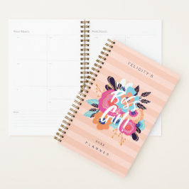 Boss Girl | Trendy Bold Florals & Blush Striped Planner