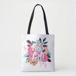 Boss Girl | Trendy Bold Florals & Brush Script Tote Bag
