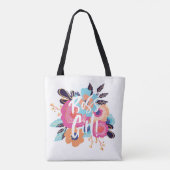 Boss Girl | Trendy Bold Florals & Brush Script Tote Bag (Achterkant)