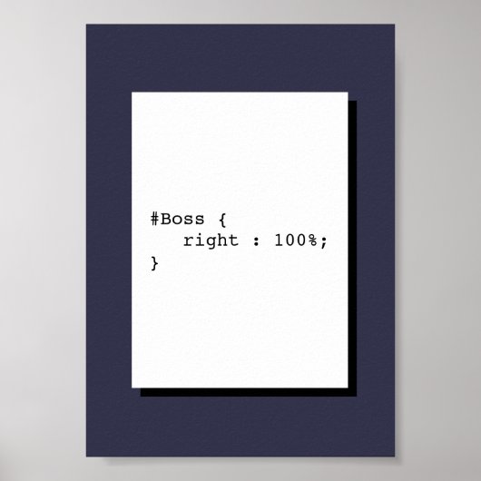 Boss heeft altijd gelijk, grappige CSS Poster (Voorkant)