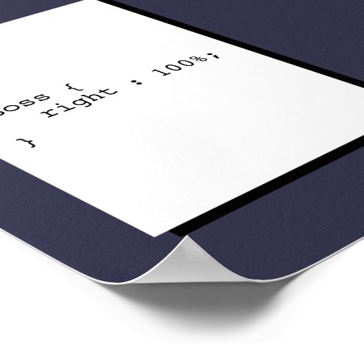 Boss heeft altijd gelijk, grappige CSS Poster (Hoek)