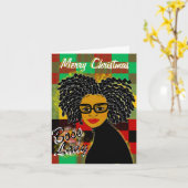 Boss Lady African American kerstkaarten Kaart (Gele Bloem)