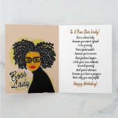 Boss Lady African American Leopard Birthday Kaart (Binnen)