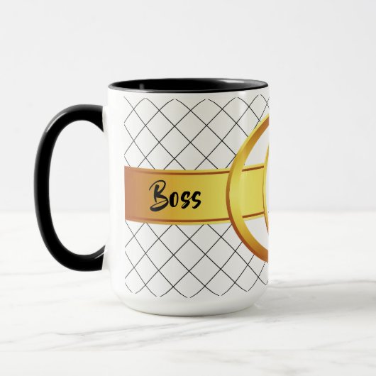 Boss Lady Black en Yellow Monogram Ringer 15oz Mok (Links)