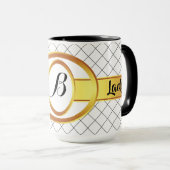 Boss Lady Black en Yellow Monogram Ringer 15oz Mok (Voorkant rechts)