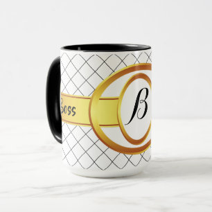 Boss Lady Black en Yellow Monogram Ringer 15oz Mok