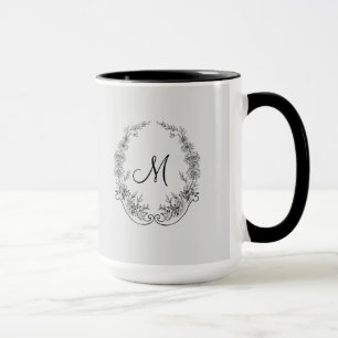 Boss Lady Black Gray Monogram Ringer 15 oz Mok