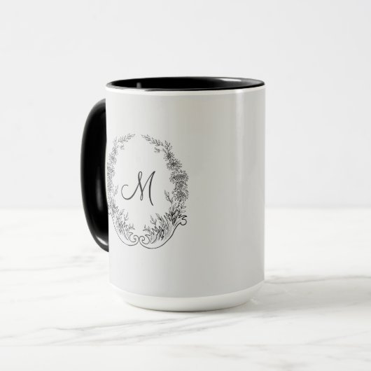Boss Lady Black Gray Monogram Ringer 15 oz Mok (Voorkant links)