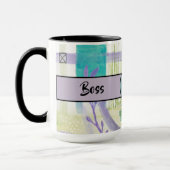 Boss Lady Black Monogram Abstract 2 Ringer 15 oz Mok (Links)