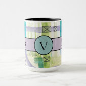 Boss Lady Black Monogram Abstract 2 Ringer 15 oz Mok (Midden)