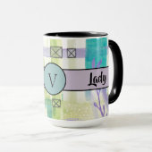 Boss Lady Black Monogram Abstract 2 Ringer 15 oz Mok (Voorkant rechts)