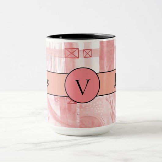 Boss Lady Black Monogram Abstract 3 Ringer 15 oz Mok (Midden)