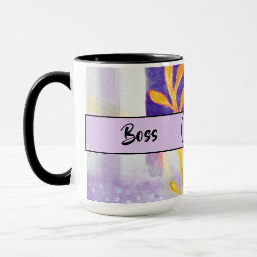 Boss Lady Black Monogram Abstract 3 Ringer 15 oz Mok (Links)