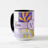 Boss Lady Black Monogram Abstract 3 Ringer 15 oz Mok (Voorkant links)