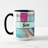 Boss Lady Black Monogram Abstract Ringer 15oz Mok (Links)