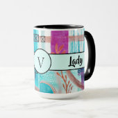 Boss Lady Black Monogram Abstract Ringer 15oz Mok (Voorkant rechts)