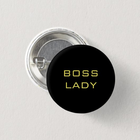 BOSS LADY BLACK YELLOW RONDE BUTTON 3,2 CM (Voorkant /achterkant)