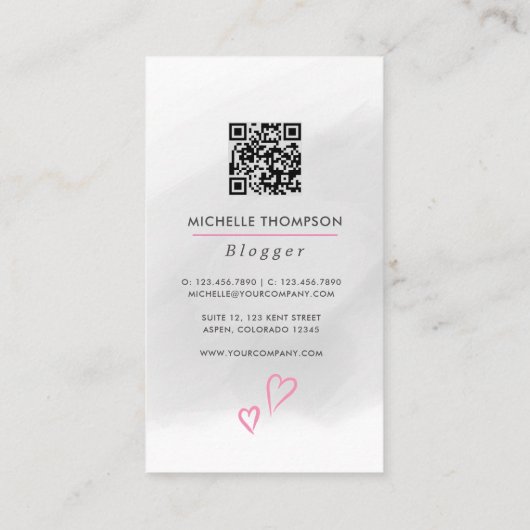 Boss Lady Blogger QR-code Visitekaartje (Achterkant)