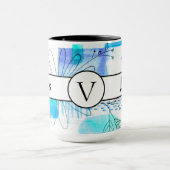 Boss Lady Blue Monogram Abstract Ringer 15oz Mok (Midden)