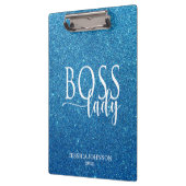 Boss Lady Blue Sparkle and White Script Klembord (Links)
