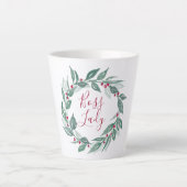 Boss Lady Boho Greenery Wreath Red Berries Holiday Latte Mok (Voorkant)