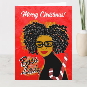 Boss Lady Candy Cane Merry-Wenskaart voor kerstmis Kaart