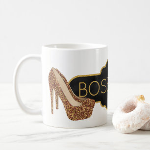 Boss Lady   Chic Black Gold Glitter Shoes Koffiemok