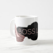 Boss Lady | Chic Silver Pink Glitter Shoes Koffiemok (Voorkant links)