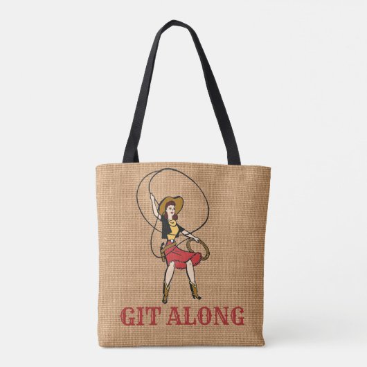 Boss Lady Cowgirl Git Along Faux Burlap Tote Bag (Achterkant)