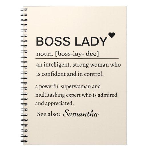 Boss Lady Definitie Gepersonaliseerd Notitieboek (Voorkant)