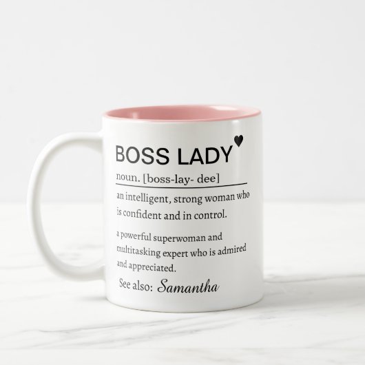 Boss Lady Definition Personalized Name  Tweekleurige Koffiemok (Links)