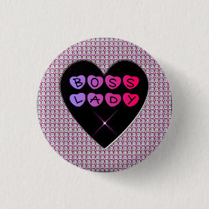 Boss Lady Diamanten en Harten Knop Ronde Button 3,2 Cm