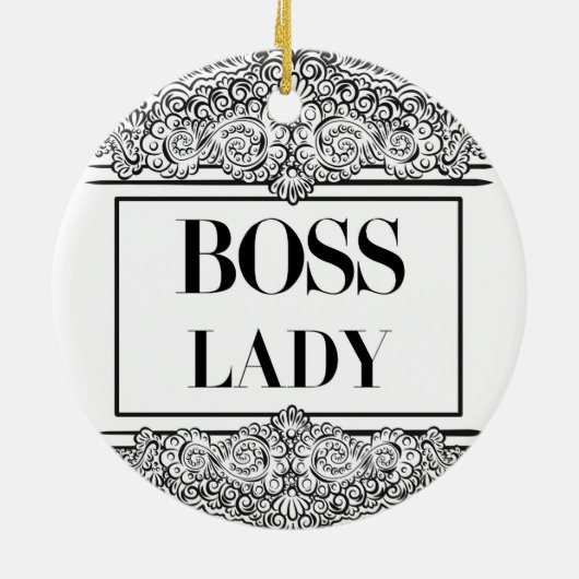 Boss Lady – Elegant Empowerment Keramisch Ornament (Achterkant)