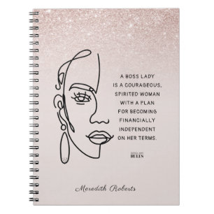 Boss Lady Face Roos Gold Ombre Motivatie Quote Notitieboek