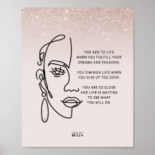 Boss Lady Face Roos Gold Ombre Motivatie Quote Poster