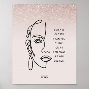 Boss Lady Face Roos Gold Ombre Motivatie Quote Poster