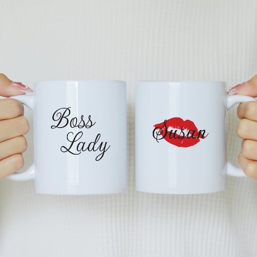Boss Lady gepersonaliseerde koffie Mok met rode li