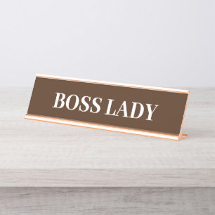 Boss Lady Gift Funny Naam Bord Aanpassen Bureau Naambordje