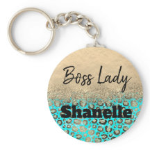 Boss Lady Glittery Turquoise Leopard Custom