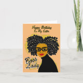 Boss Lady Happy Birthday Zuster African American Kaart (Voorkant)
