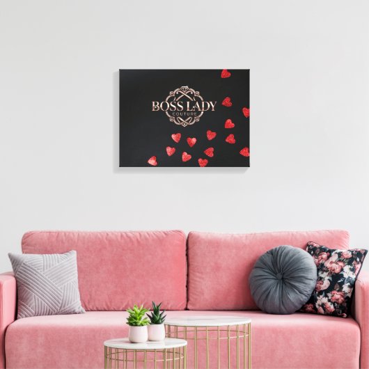 Boss Lady Hearts Uitgerekte Canvasprint Canvas Afdruk (Insitu (Woonkamer))