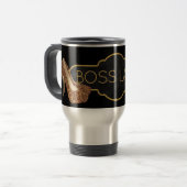 Boss Lady | Hoogte van Chic Gold Glitter Reisbeker (Voorkant links)