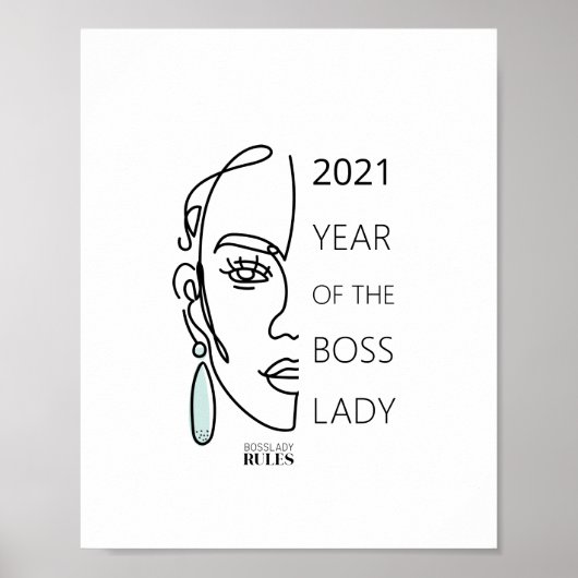 Boss Lady Line Art Face Typografie Motivatie Poster (Voorkant)