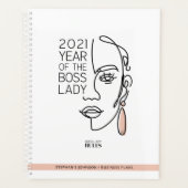 Boss Lady Line Art Typografie 2021 Home Business Planner (Voorkant)