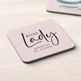 Boss Lady Logo Blush Pink gepersonaliseerd Bier Onderzetter