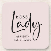 Boss Lady Logo Blush Pink gepersonaliseerd Bier Onderzetter (Voorkant)