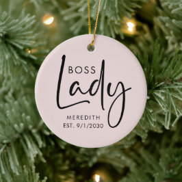 Boss Lady Logo Blush Pink gepersonaliseerd Keramisch Ornament