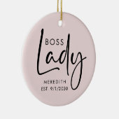 Boss Lady Logo Blush Pink gepersonaliseerd Keramisch Ornament (Rechts)