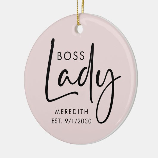 Boss Lady Logo Blush Pink gepersonaliseerd Keramisch Ornament (Links)